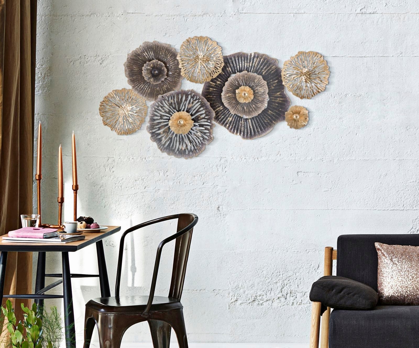 Composizione floreale decorativa Browny in ferro per decorazioni ambienti in Fiori artificiali Decor Space - Altamura, commercioVirtuoso.it