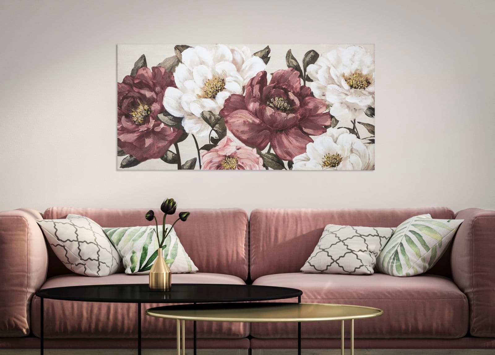 Dipinto rose su tela con intelaiatura in legno per decorazioni ambienti in Poster e stampe Decor Space - Altamura, commercioVirtuoso.it