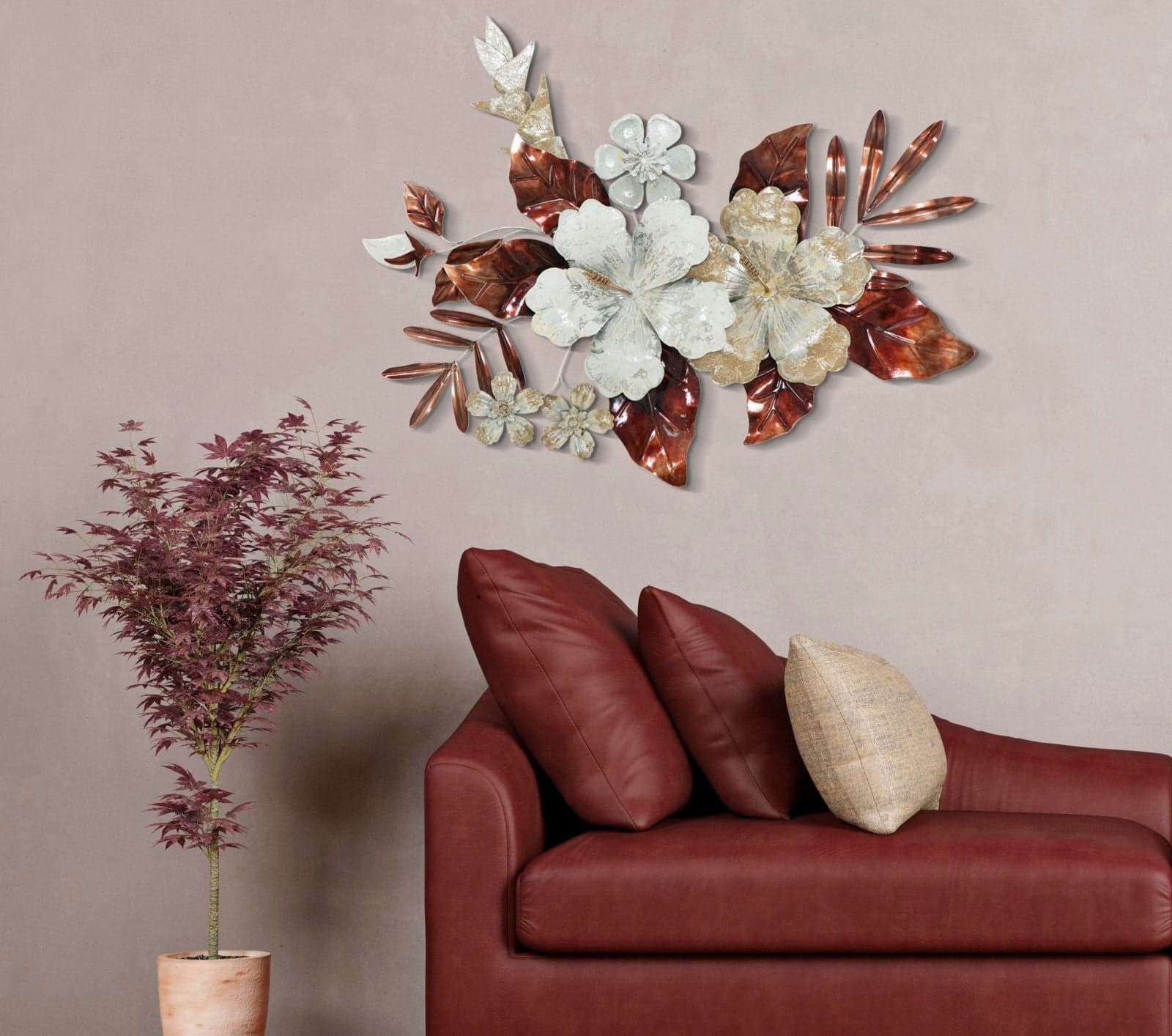 Pannello fiori e foglie decorative in ferro per decorazioni ambienti in Sculture a parete Decor Space - Altamura, commercioVirtuoso.it