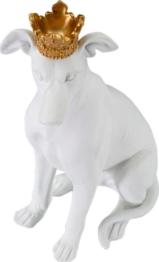 Cane con corona decorativo in poliresina per decorazioni ambienti in Statuine Decor Space - Altamura, commercioVirtuoso.it
