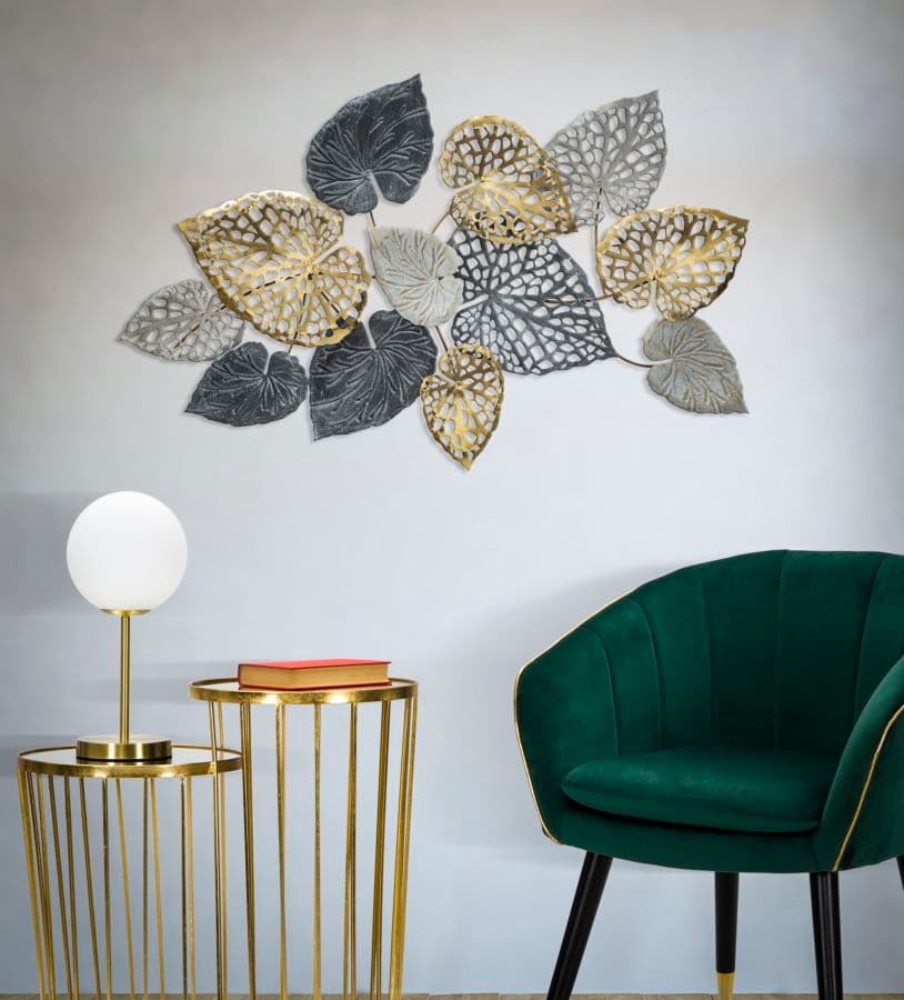 Composizione foglie decorative Ory in ferro per decorazioni ambienti in Sculture a parete Decor Space - Altamura, commercioVirtuoso.it