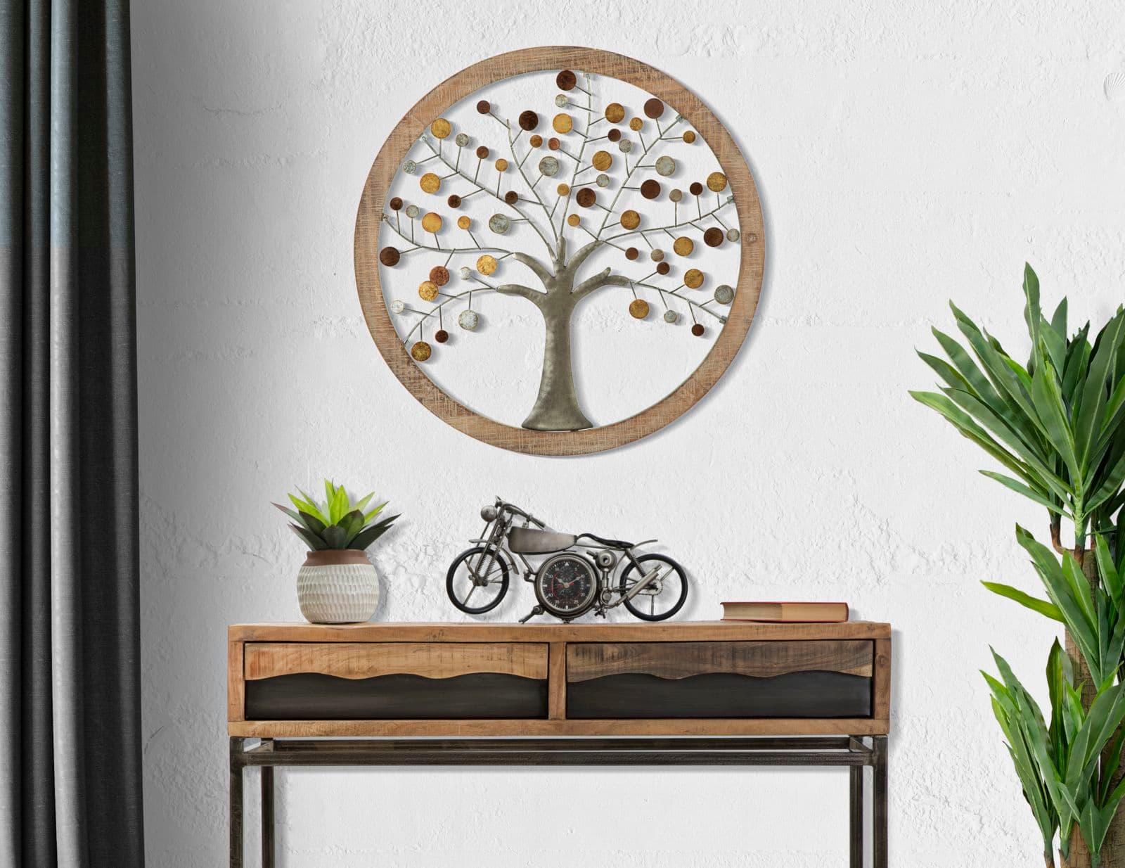 Albero decorativo in ferro e legno da muro per decorazioni ambienti in Sculture a parete Decor Space - Altamura, commercioVirtuoso.it