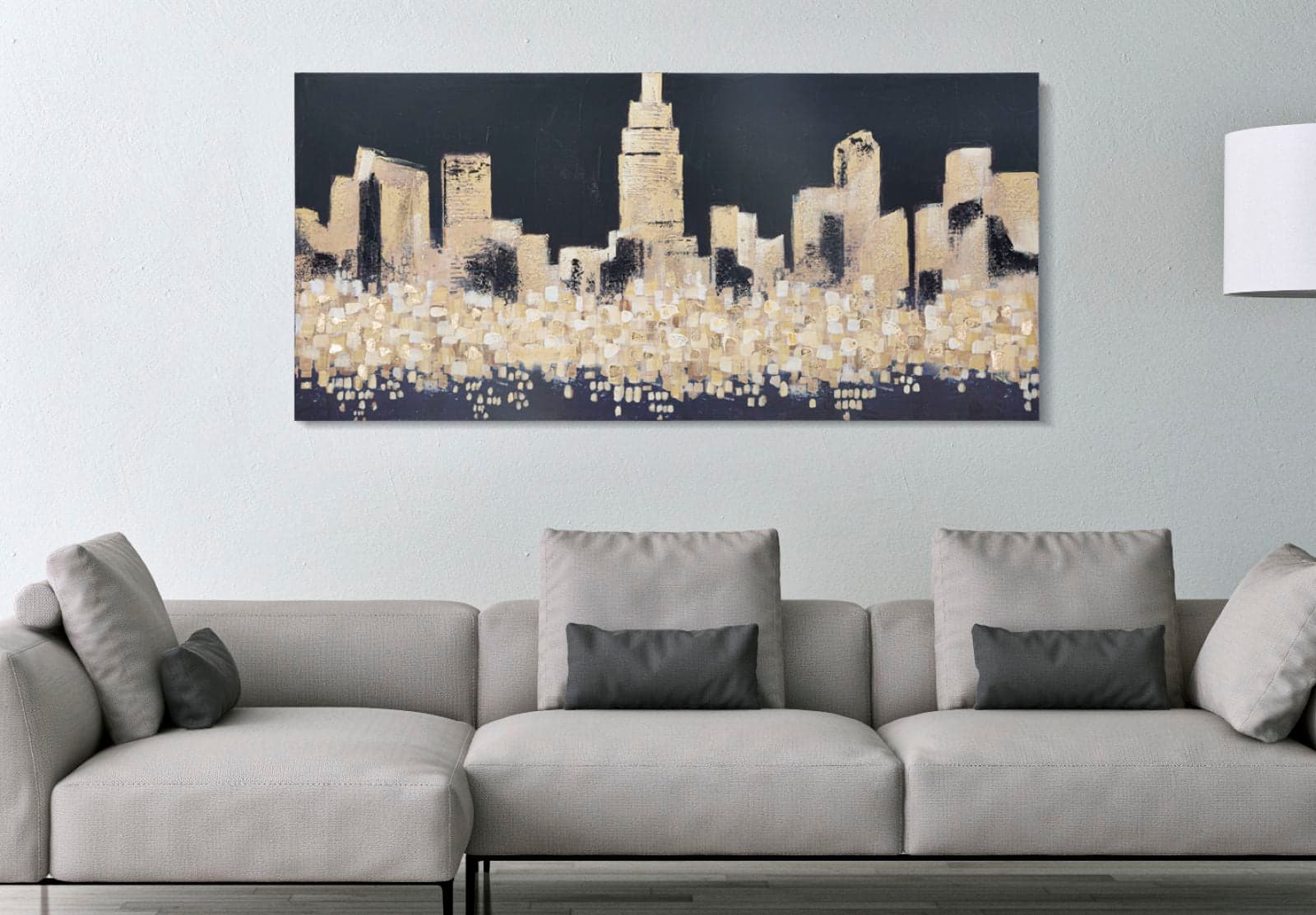 Dipinto su tela città notturna con telaio in legno per decorazioni ambienti in Poster e stampe Decor Space - Altamura, commercioVirtuoso.it