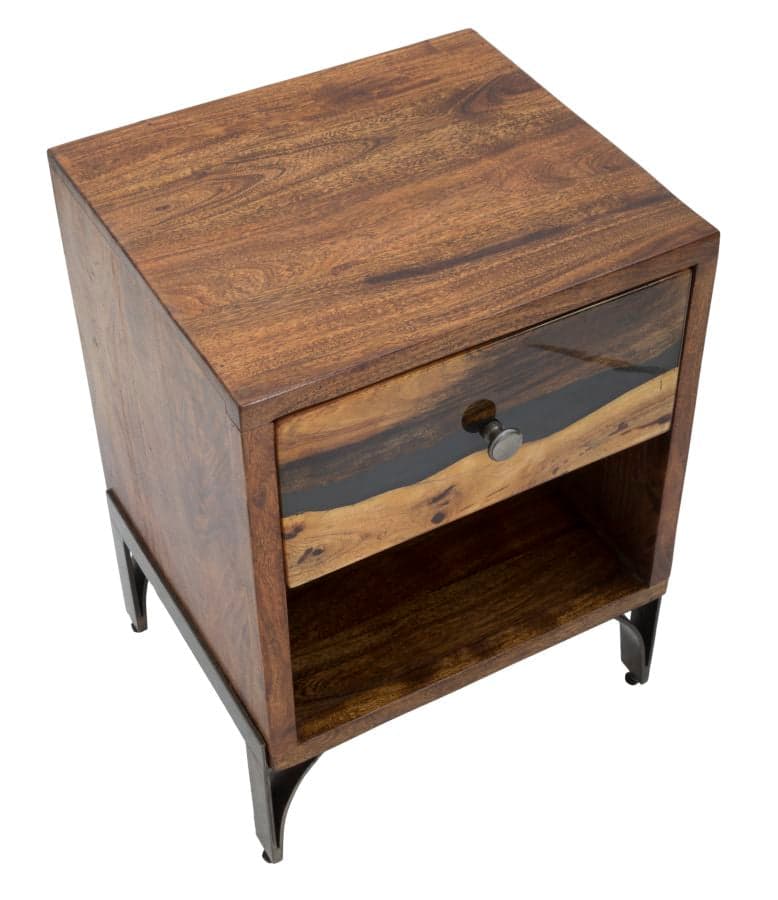 Comodino "Mustang" struttura in legno di acacia e metallo per interni in Comodini Decor Space - Altamura, commercioVirtuoso.it