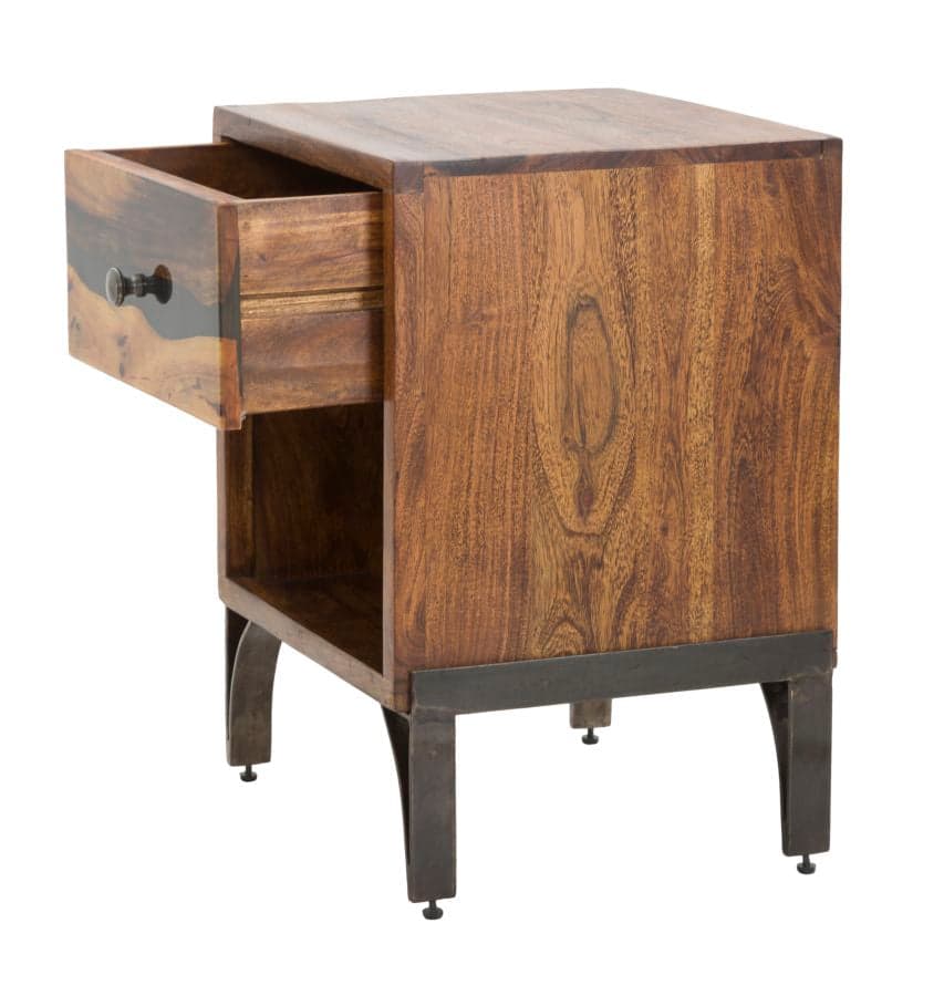 Comodino "Mustang" struttura in legno di acacia e metallo per interni in Comodini Decor Space - Altamura, commercioVirtuoso.it
