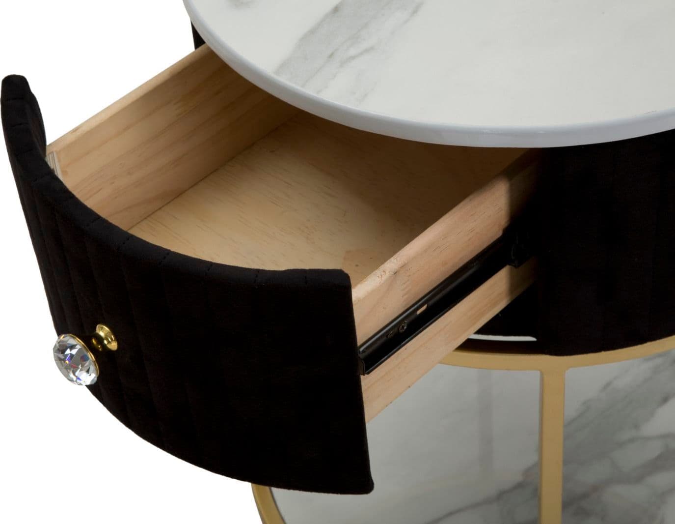 Comodino "Montpellier" struttura in metallo e legno ripiano in marmo per interni in Tavolini bassi Decor Space - Altamura, commercioVirtuoso.it