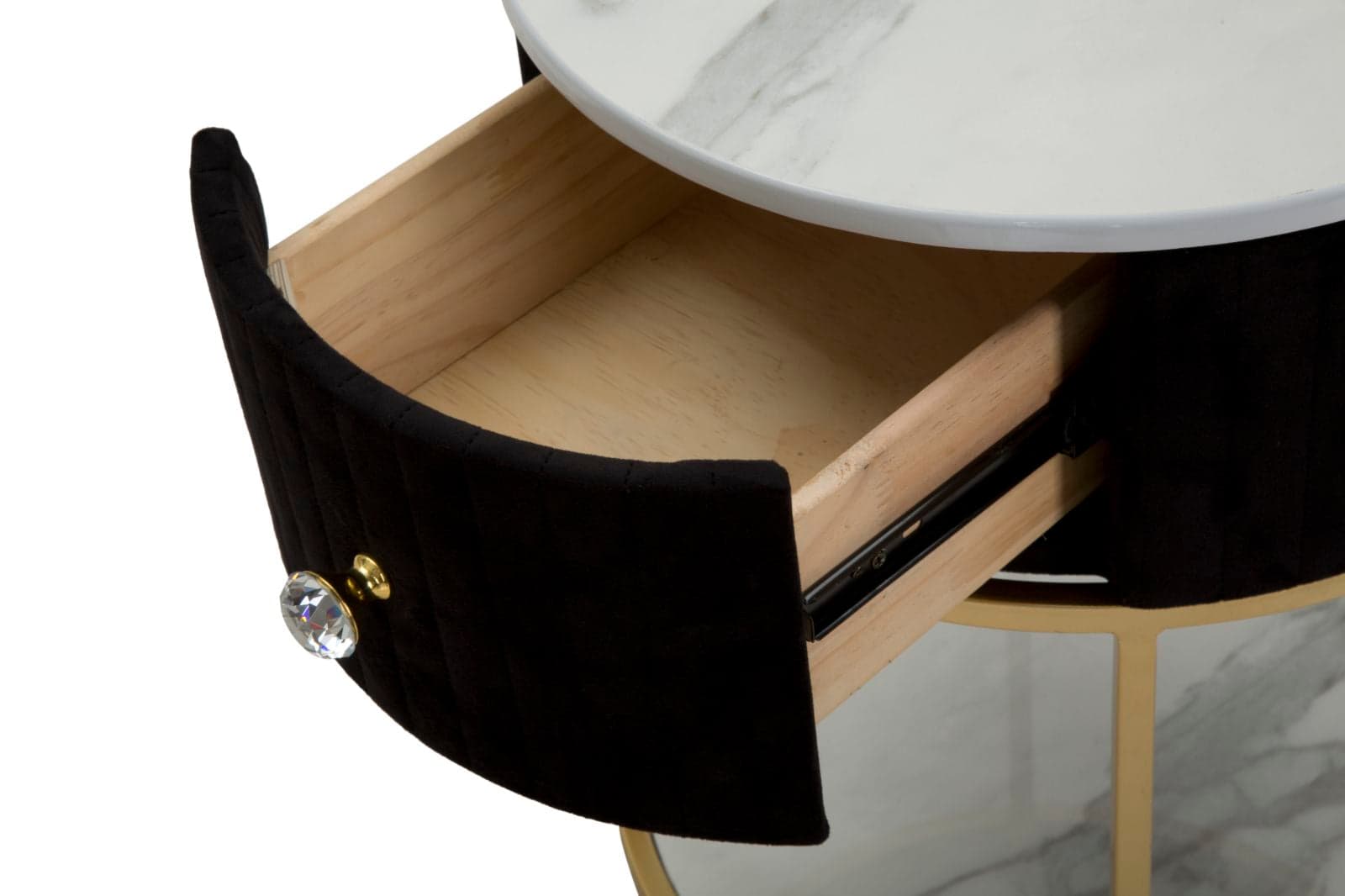 Comodino "Montpellier" struttura in metallo e legno ripiano in marmo per interni in Tavolini bassi Decor Space - Altamura, commercioVirtuoso.it