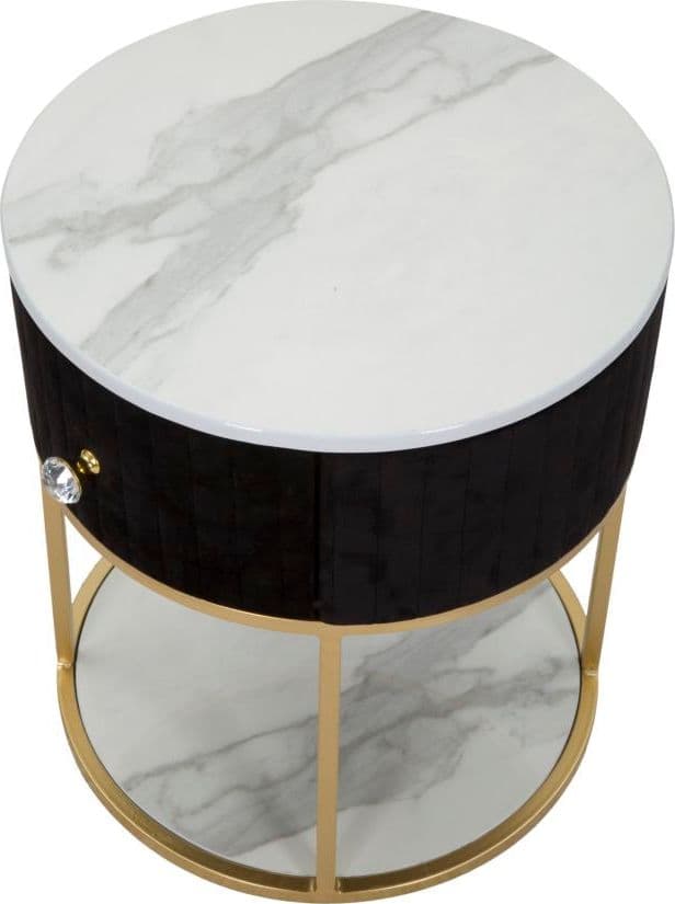 Comodino "Montpellier" struttura in metallo e legno ripiano in marmo per interni in Tavolini bassi Decor Space - Altamura, commercioVirtuoso.it