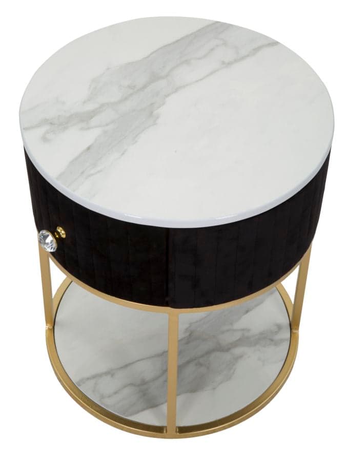 Comodino "Montpellier" struttura in metallo e legno ripiano in marmo per interni in Tavolini bassi Decor Space - Altamura, commercioVirtuoso.it