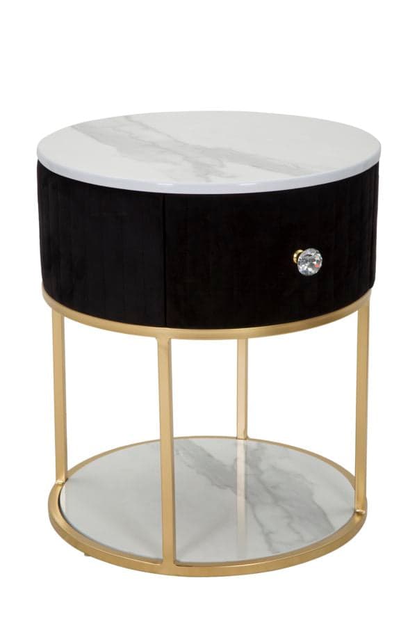 Comodino "Montpellier" struttura in metallo e legno ripiano in marmo per interni in Tavolini bassi Decor Space - Altamura, commercioVirtuoso.it