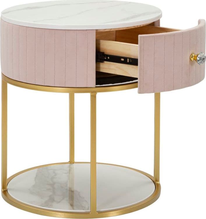 Comodino "Montpellier" struttura in metallo e legno ripiano in marmo per interni in Tavolini bassi Decor Space - Altamura, commercioVirtuoso.it
