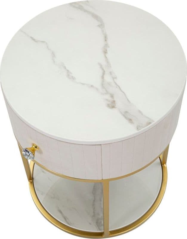 Comodino "Montpellier" struttura in metallo e legno ripiano in marmo per interni in Tavolini bassi Decor Space - Altamura, commercioVirtuoso.it