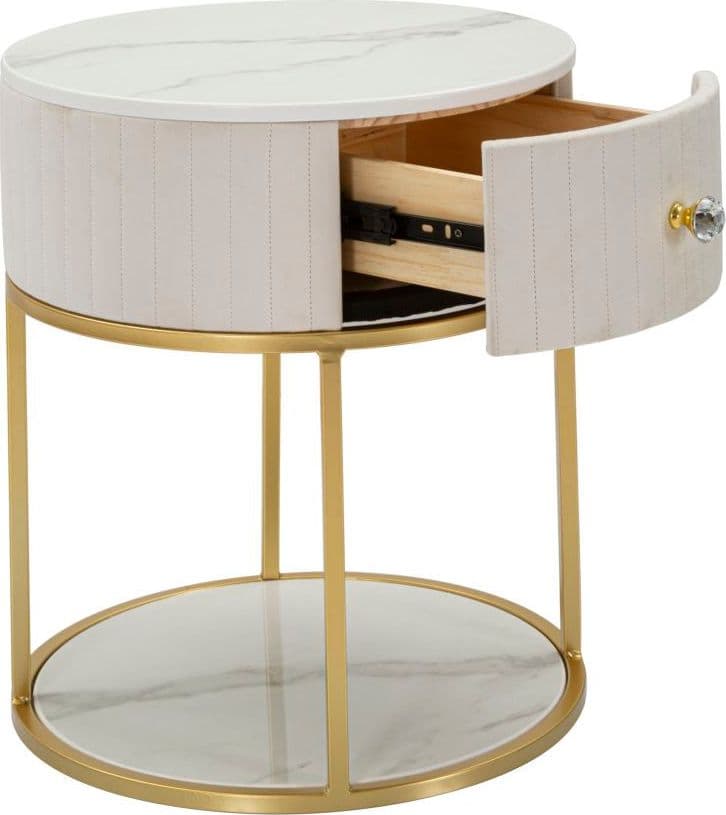 Comodino "Montpellier" struttura in metallo e legno ripiano in marmo per interni in Tavolini bassi Decor Space - Altamura, commercioVirtuoso.it
