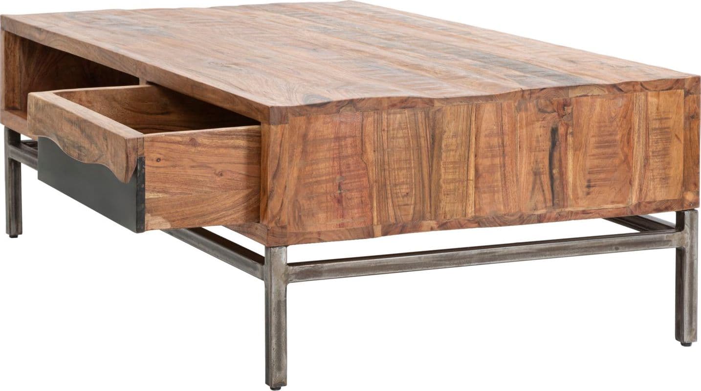 Tavolo da caffè "Yellowstone" struttura in legno di acacia e metallo per interni in Console e tavoli da divano Decor Space - Altamura, commercioVirtuoso.it