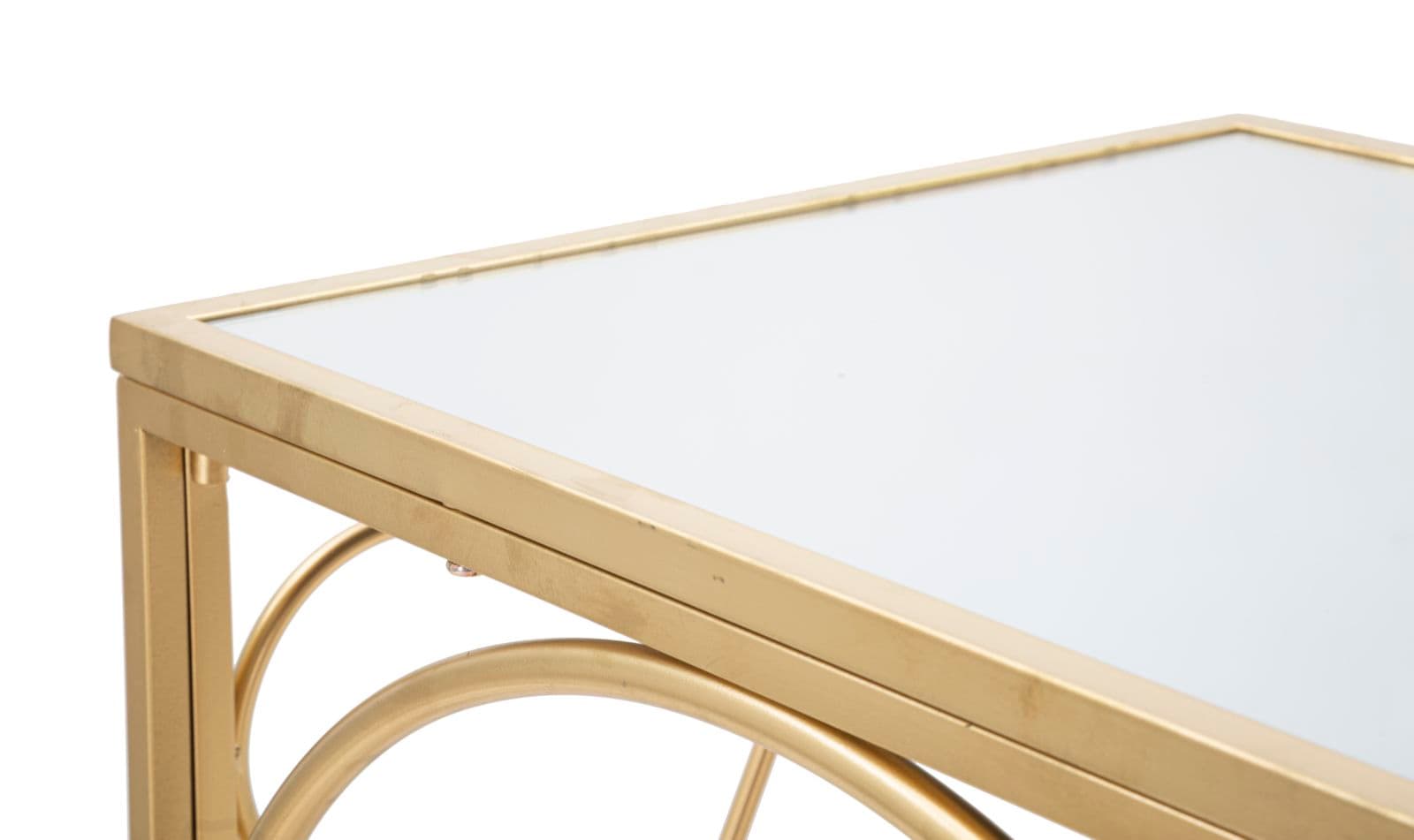 Console "Heart" struttura in metallo color oro ripiano in vetro per interni in Credenze Decor Space - Altamura, commercioVirtuoso.it