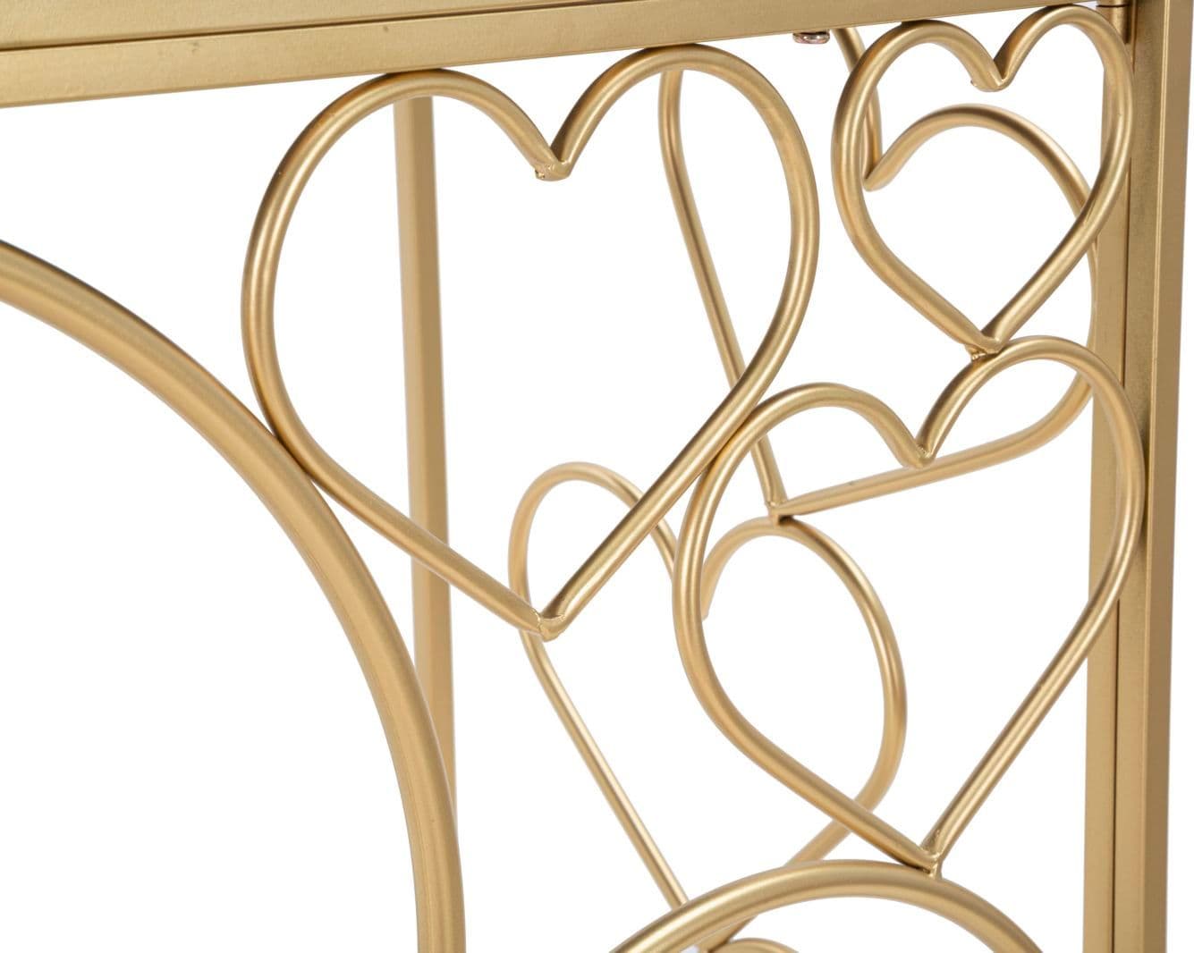 Console "Heart" struttura in metallo color oro ripiano in vetro per interni in Credenze Decor Space - Altamura, commercioVirtuoso.it