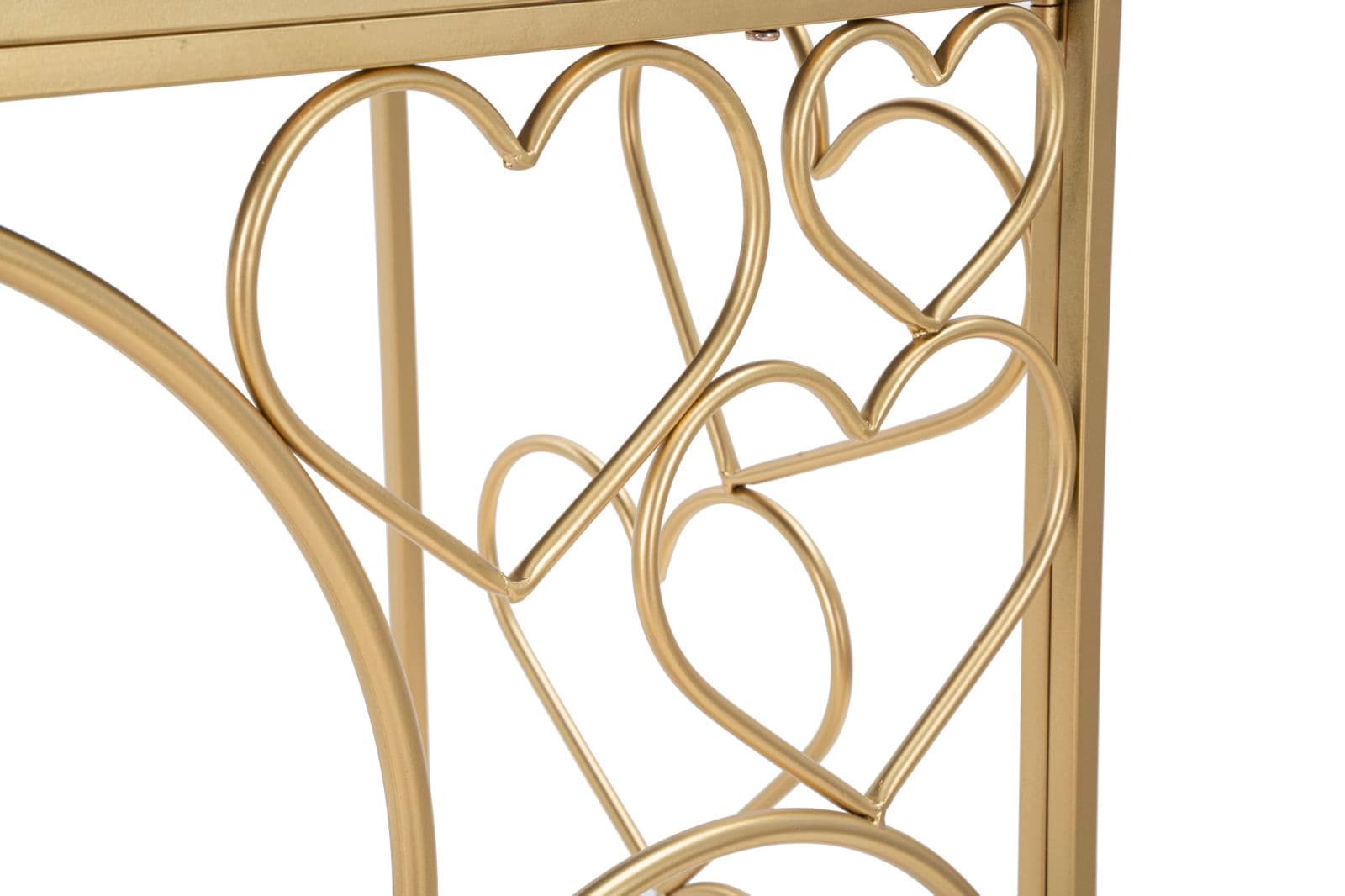 Console "Heart" struttura in metallo color oro ripiano in vetro per interni in Credenze Decor Space - Altamura, commercioVirtuoso.it