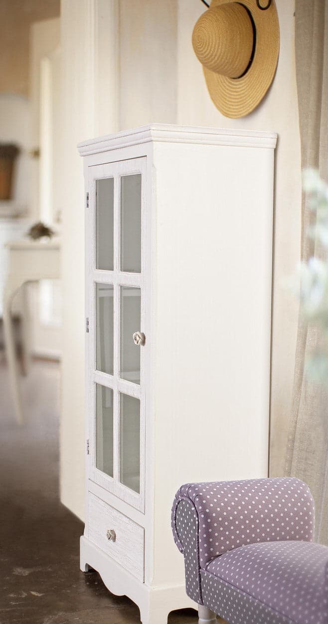 Vetrina "Blanc" in MDF con finitura Bianca opaca, maniglie in poliresina in Vetrinette Decor Space - Altamura, commercioVirtuoso.it