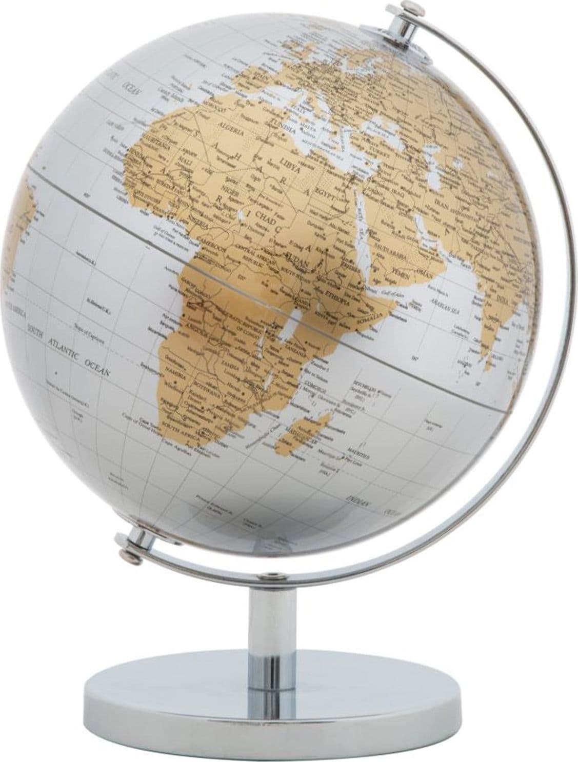 Mappamondo girevole con base in metallo per decorazione interni h 28 cm in Mappamondi Decor Space - Altamura, commercioVirtuoso.it