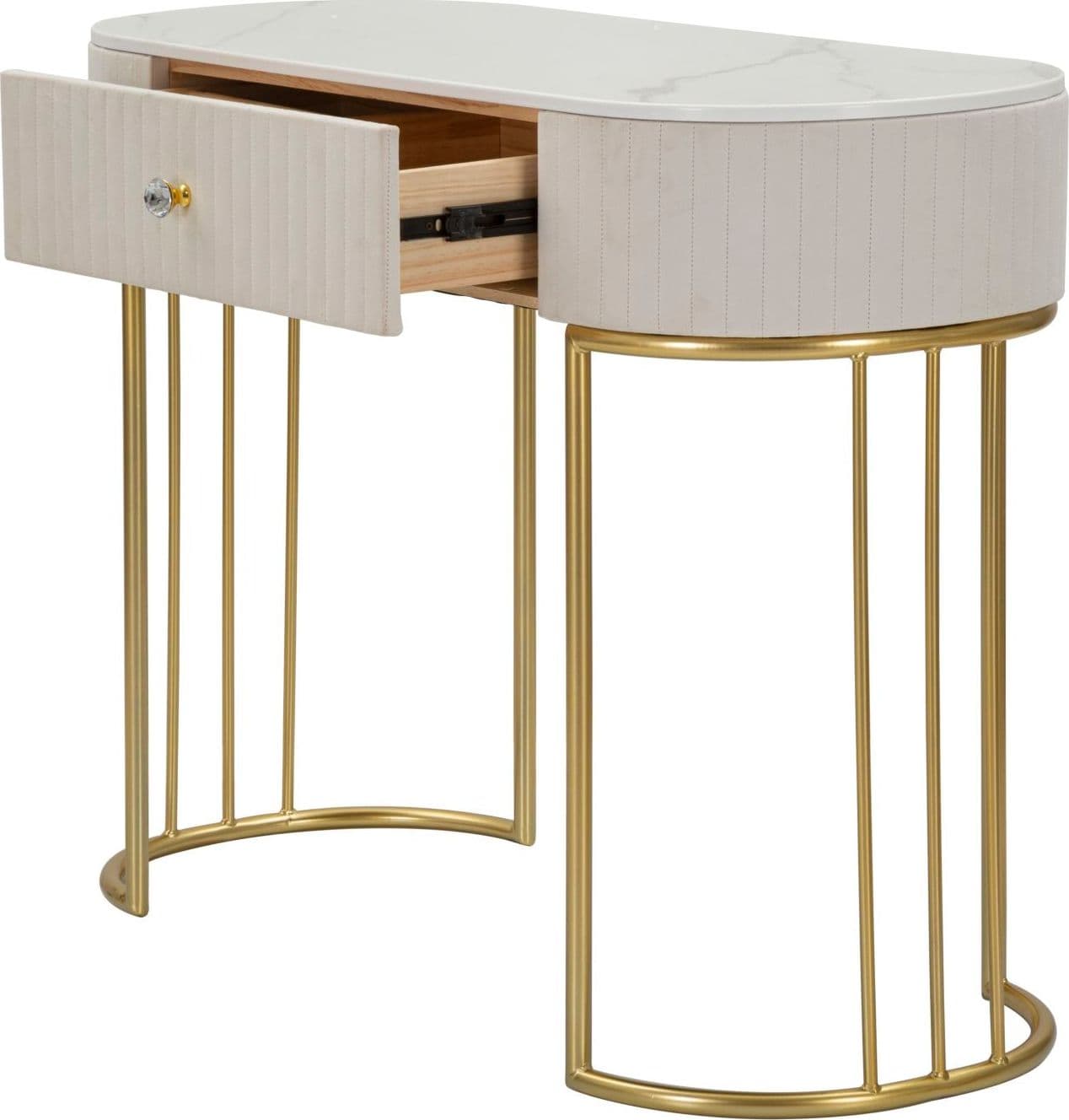 Console "Montpellier" struttura in metallo e legno ripiano in marmo per interni in Credenze Decor Space - Altamura, commercioVirtuoso.it