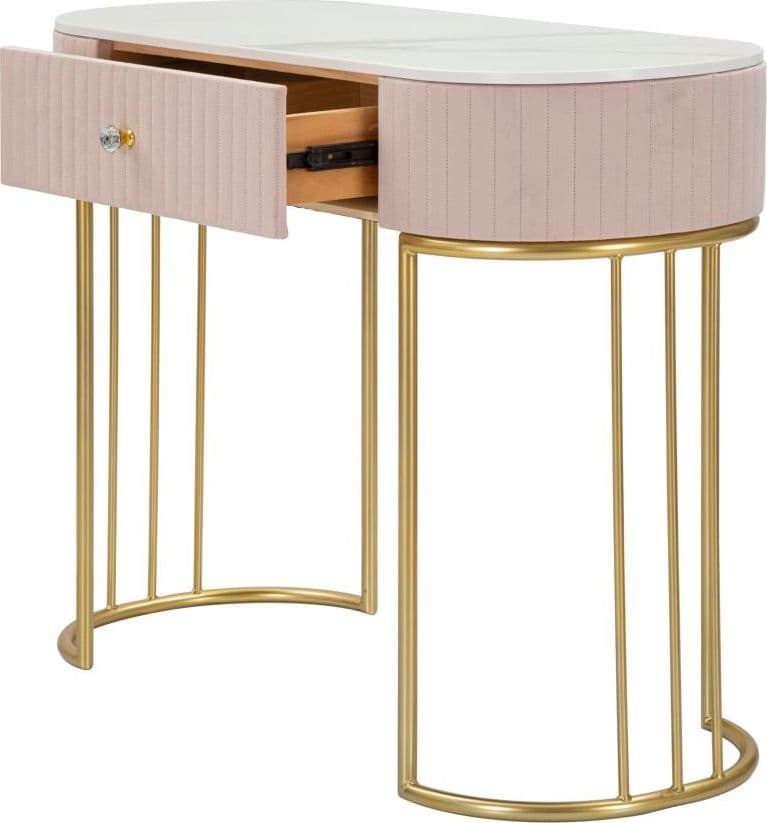 Console "Montpellier" struttura in metallo e legno ripiano in marmo per interni in Credenze Decor Space - Altamura, commercioVirtuoso.it