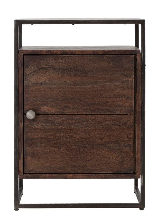 Comodino "Burn Door" struttura in legno di acacia e metallo per interni in Comodini Decor Space - Altamura, commercioVirtuoso.it