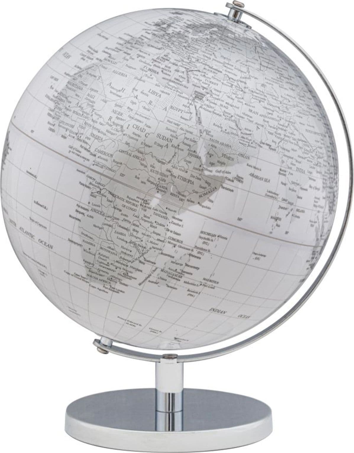 Mappamondo girevole chiaro con base in metallo per decorazione interni h 34 cm in Mappamondi Decor Space - Altamura, commercioVirtuoso.it