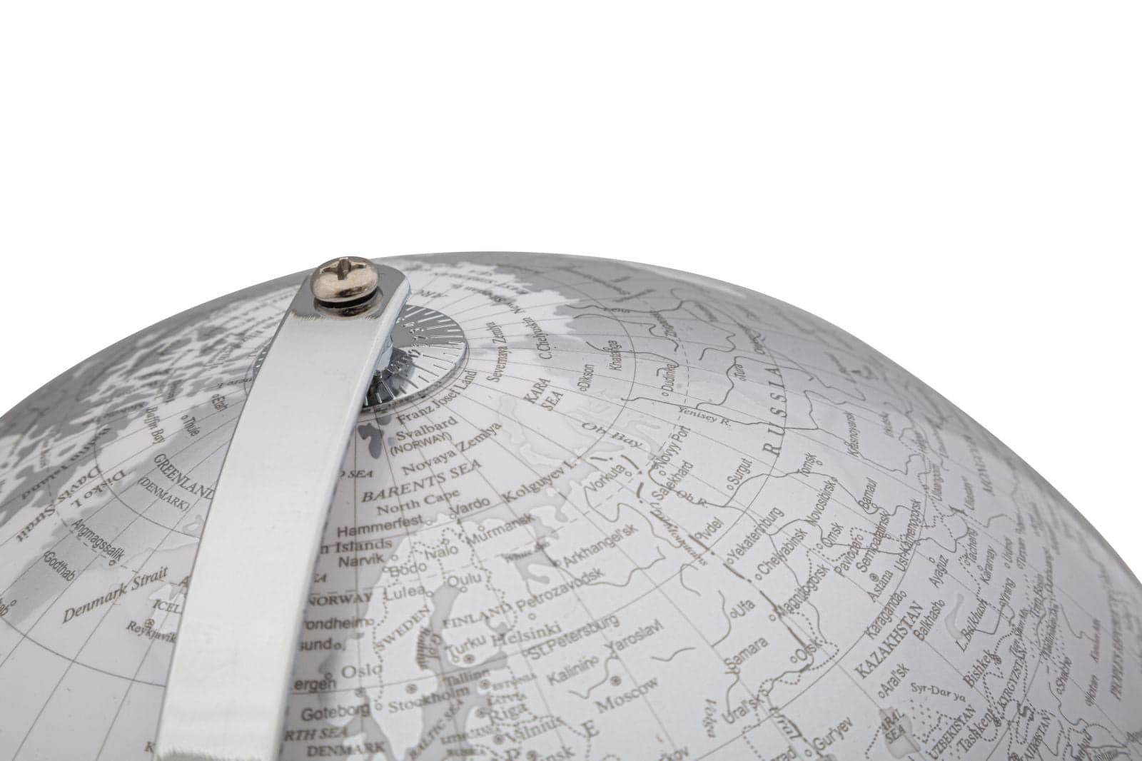 Mappamondo girevole chiaro con base in metallo per decorazione interni h 34 cm in Mappamondi Decor Space - Altamura, commercioVirtuoso.it
