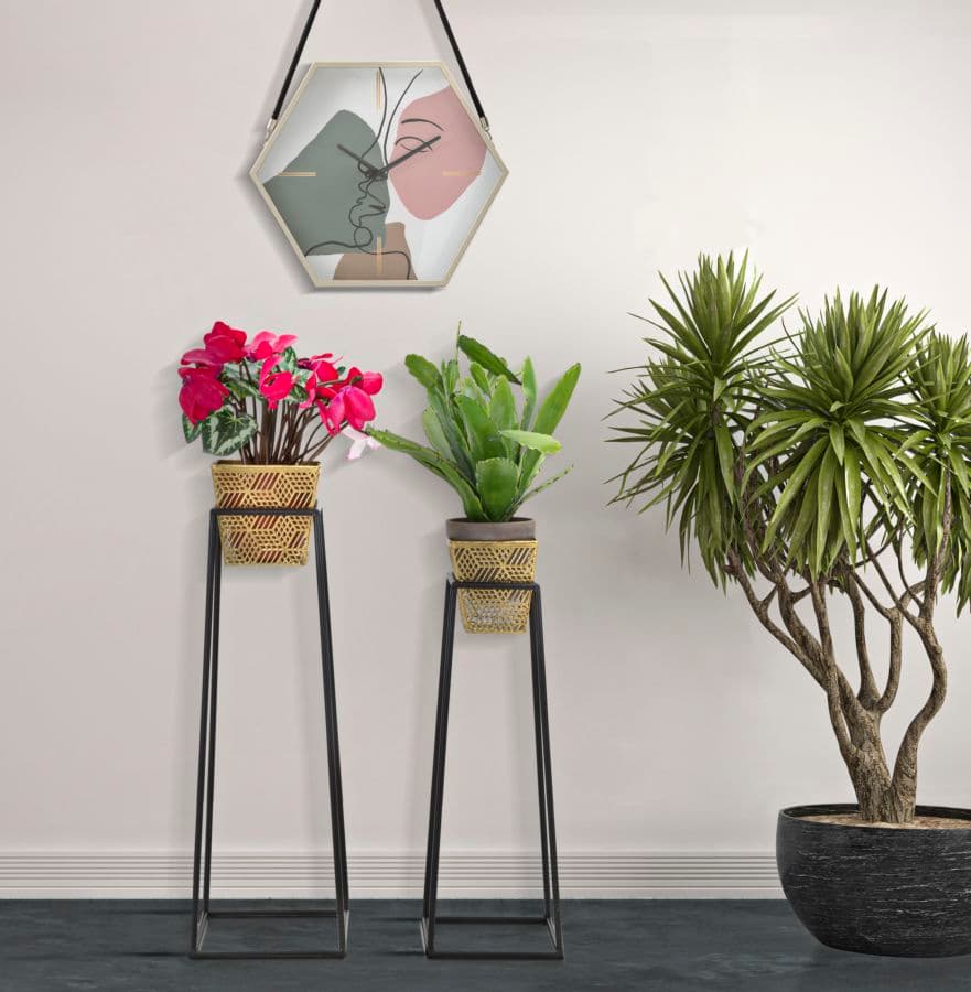 Coppia porta vasi con supporto in metallo per interni set da 2 in Tester cottura torta Decor Space - Altamura, commercioVirtuoso.it