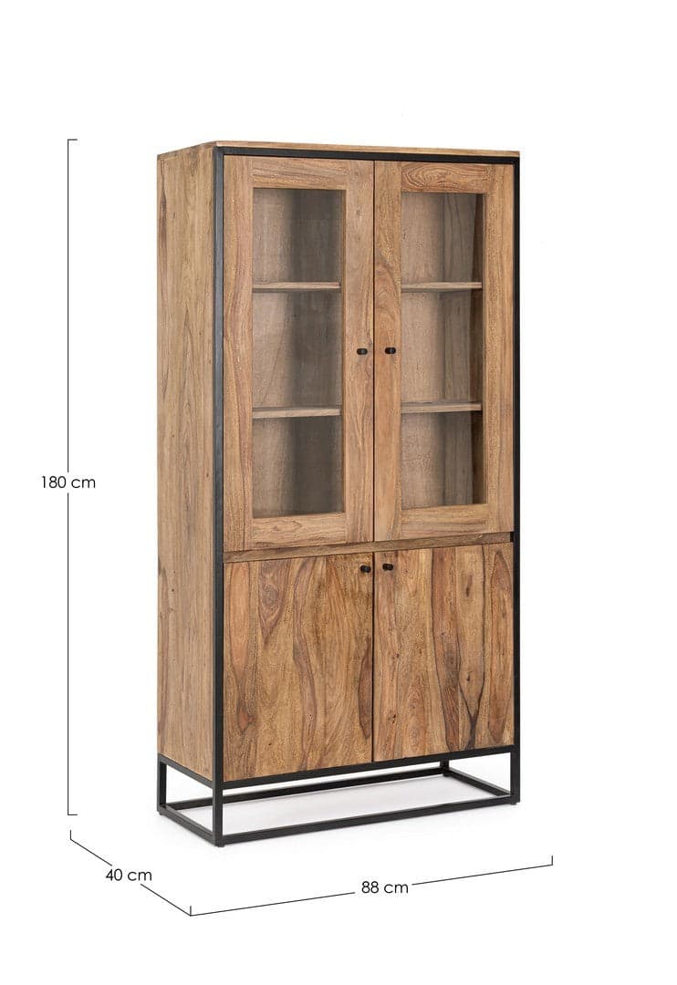 Vetrina "Nartan" da 4 ante per interno, con struttura in legno sheesham 88 x 40 x 180 cm in Vetrinette Decor Space - Altamura, commercioVirtuoso.it
