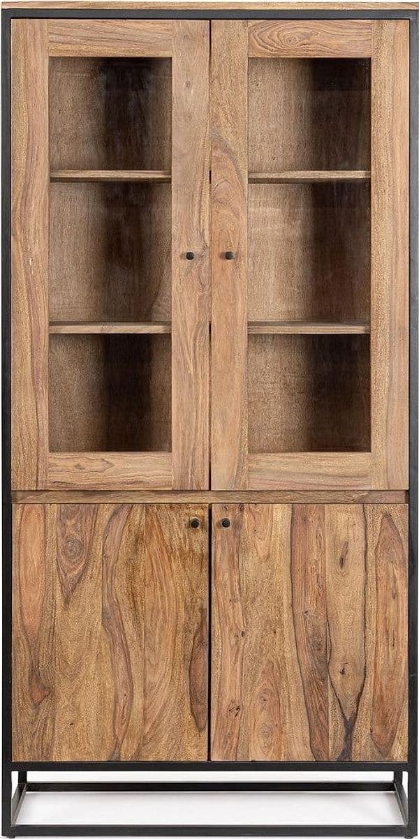 Vetrina "Nartan" da 4 ante per interno, con struttura in legno sheesham 88 x 40 x 180 cm in Vetrinette Decor Space - Altamura, commercioVirtuoso.it