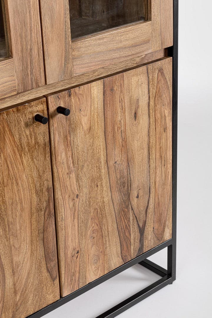Vetrina "Nartan" da 4 ante per interno, con struttura in legno sheesham 88 x 40 x 180 cm in Vetrinette Decor Space - Altamura, commercioVirtuoso.it