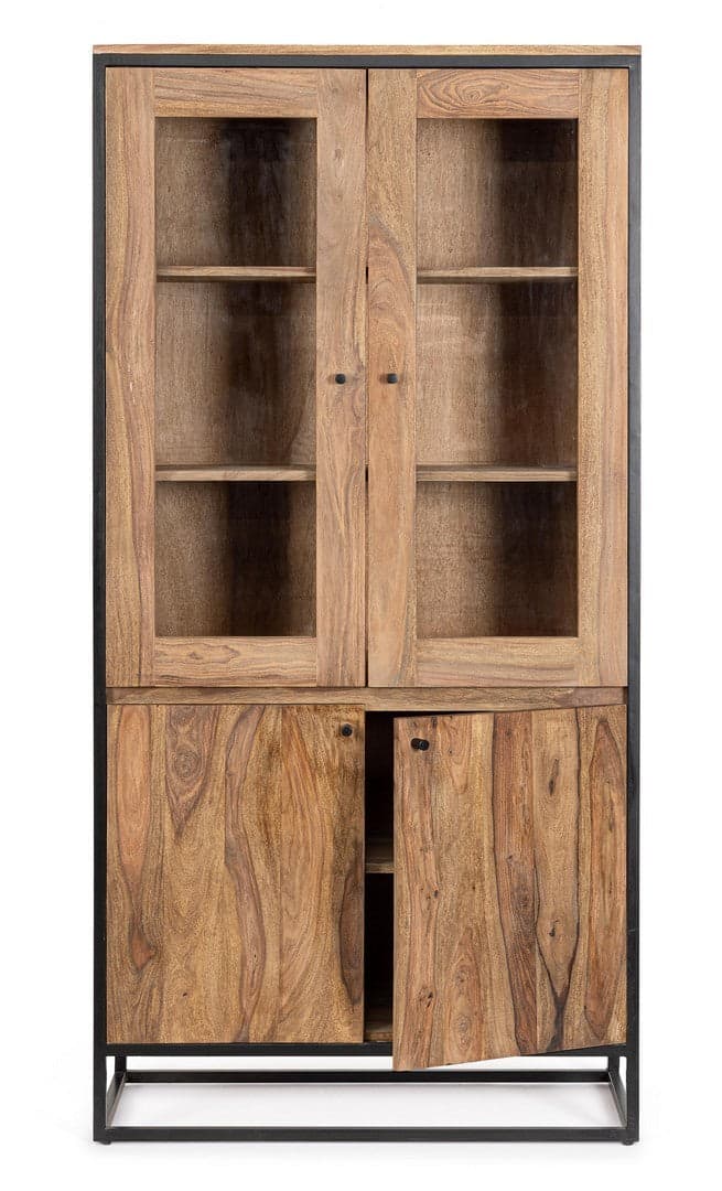 Vetrina "Nartan" da 4 ante per interno, con struttura in legno sheesham 88 x 40 x 180 cm in Vetrinette Decor Space - Altamura, commercioVirtuoso.it