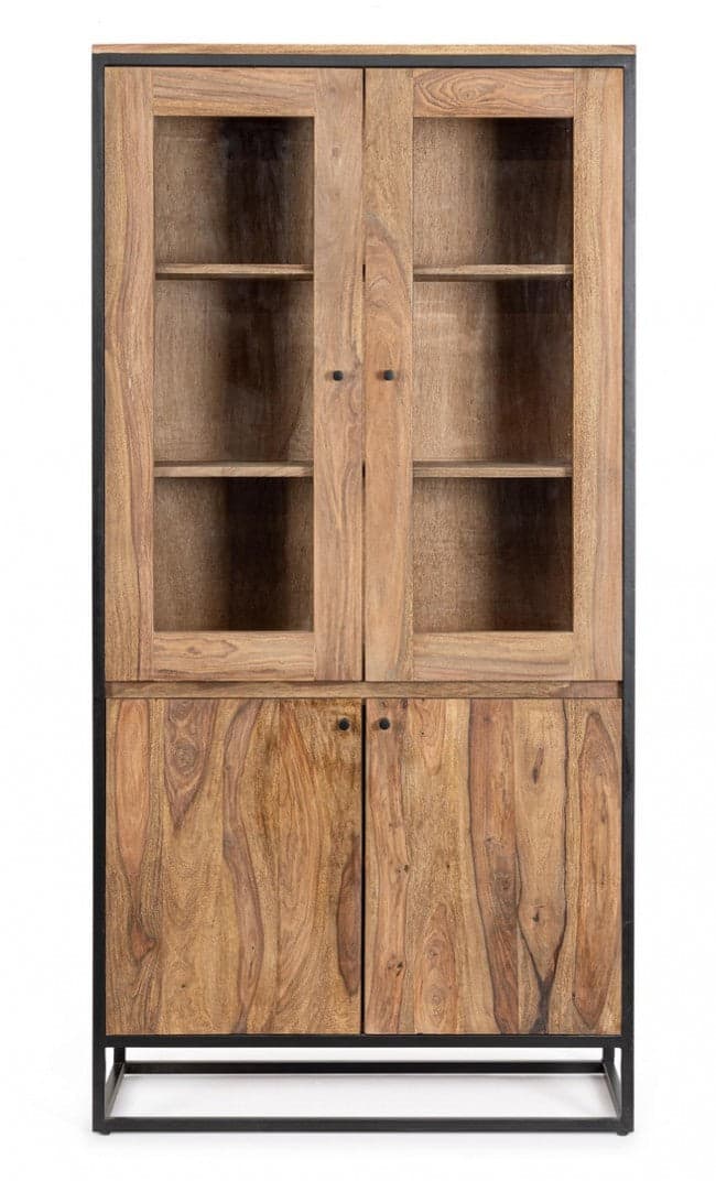 Vetrina "Nartan" da 4 ante per interno, con struttura in legno sheesham 88 x 40 x 180 cm in Vetrinette Decor Space - Altamura, commercioVirtuoso.it