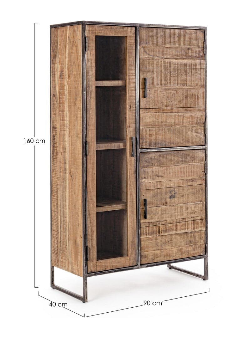 Vetrina "Elmer" per interno, mobile con struttura in legno di acacia e acciaio in Vetrinette Decor Space - Altamura, commercioVirtuoso.it