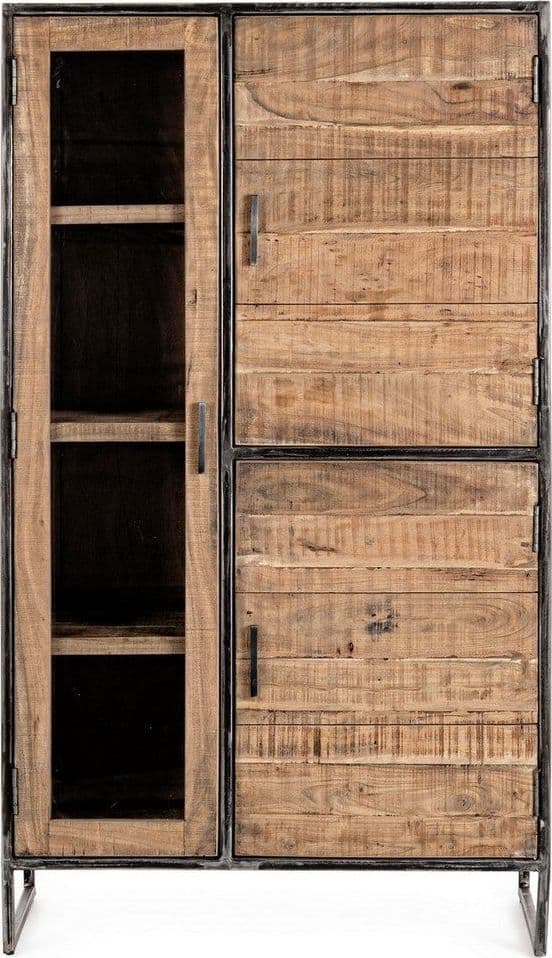 Vetrina "Elmer" per interno, mobile con struttura in legno di acacia e acciaio in Vetrinette Decor Space - Altamura, commercioVirtuoso.it