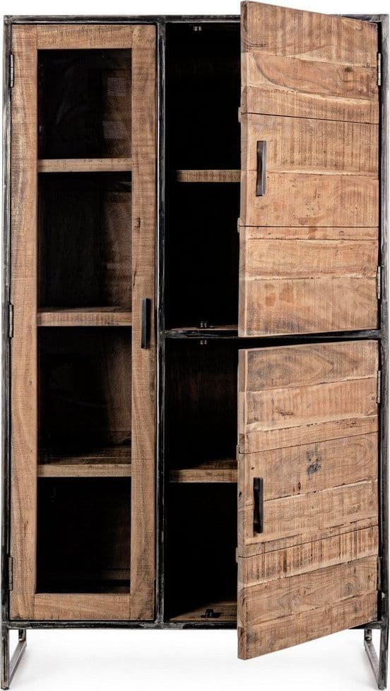 Vetrina "Elmer" per interno, mobile con struttura in legno di acacia e acciaio in Vetrinette Decor Space - Altamura, commercioVirtuoso.it