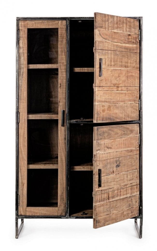 Vetrina "Elmer" per interno, mobile con struttura in legno di acacia e acciaio in Vetrinette Decor Space - Altamura, commercioVirtuoso.it