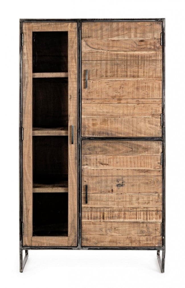 Vetrina "Elmer" per interno, mobile con struttura in legno di acacia e acciaio in Vetrinette Decor Space - Altamura, commercioVirtuoso.it