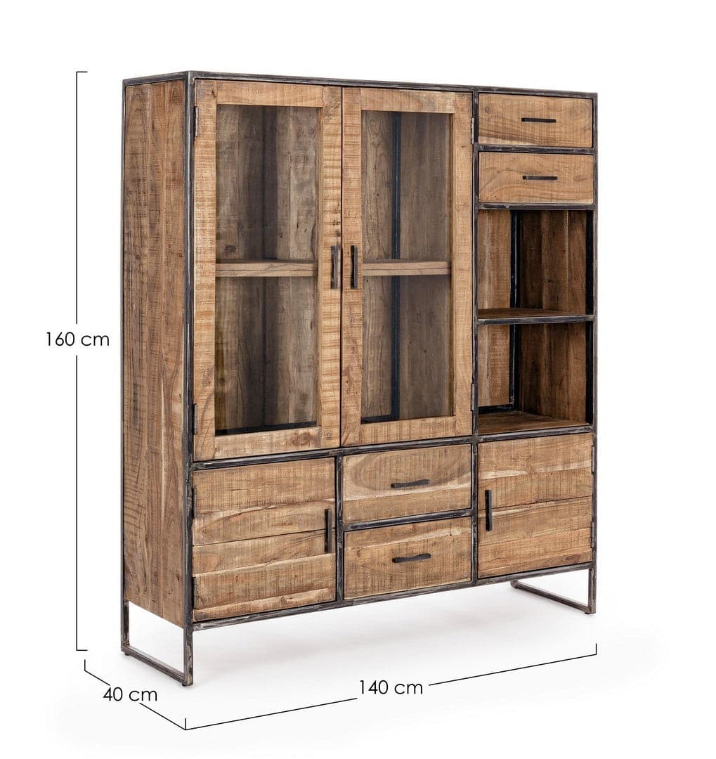 Vetrina "Elmer" per interno, mobile con struttura in legno di acacia e acciaio in Vetrinette Decor Space - Altamura, commercioVirtuoso.it