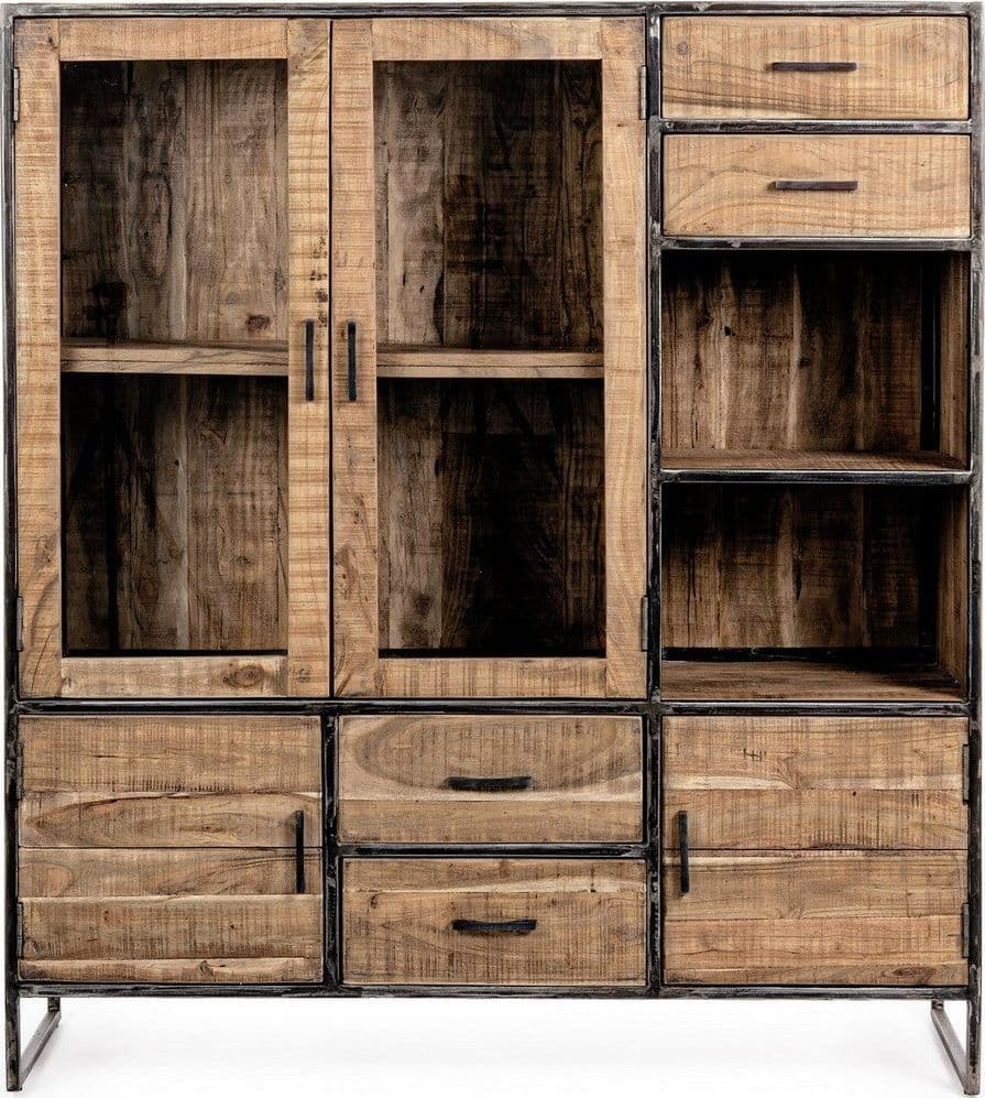 Vetrina "Elmer" per interno, mobile con struttura in legno di acacia e acciaio in Vetrinette Decor Space - Altamura, commercioVirtuoso.it