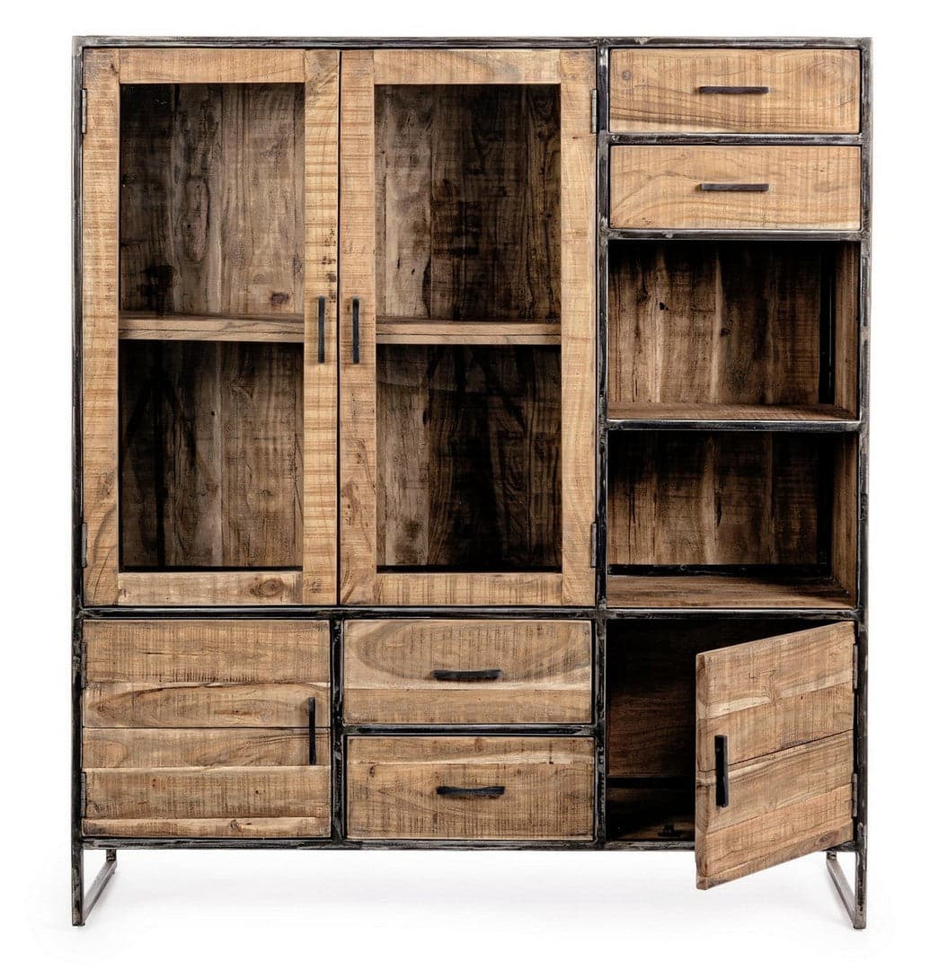 Vetrina "Elmer" per interno, mobile con struttura in legno di acacia e acciaio in Vetrinette Decor Space - Altamura, commercioVirtuoso.it