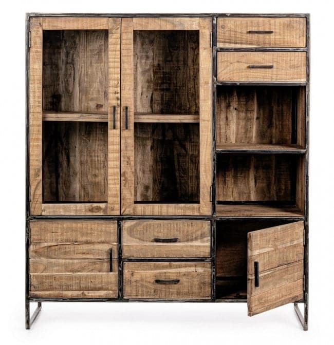 Vetrina "Elmer" per interno, mobile con struttura in legno di acacia e acciaio in Vetrinette Decor Space - Altamura, commercioVirtuoso.it