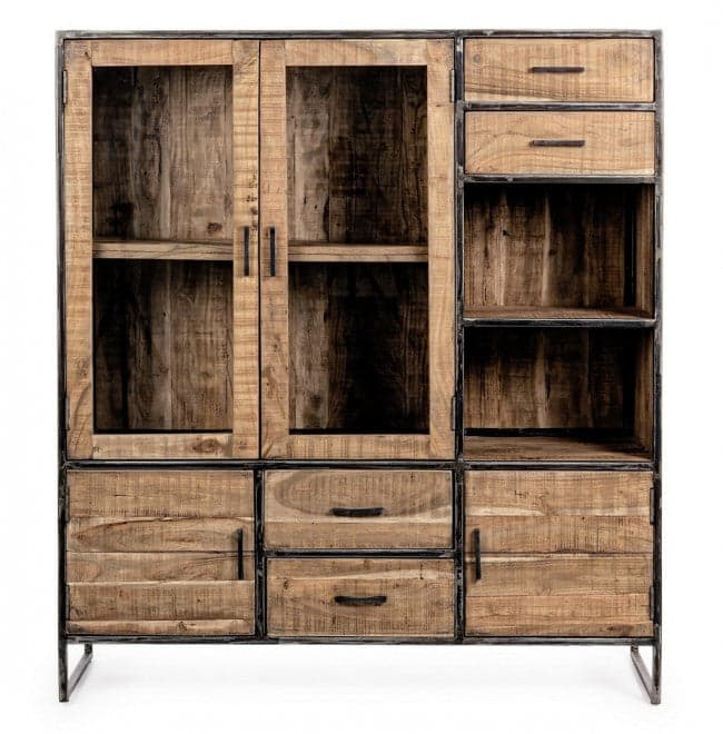 Vetrina "Elmer" per interno, mobile con struttura in legno di acacia e acciaio in Vetrinette Decor Space - Altamura, commercioVirtuoso.it