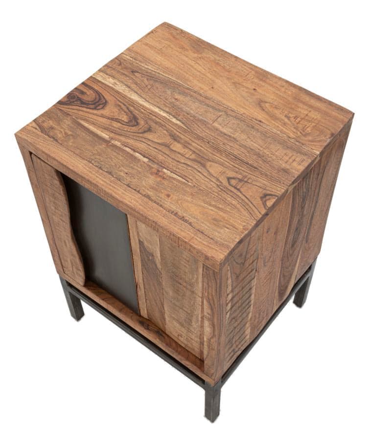 Comodino "Yellowstone" struttura in legno di acacia e metallo per interni in Comodini Decor Space - Altamura, commercioVirtuoso.it