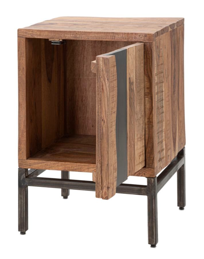 Comodino "Yellowstone" struttura in legno di acacia e metallo per interni in Comodini Decor Space - Altamura, commercioVirtuoso.it