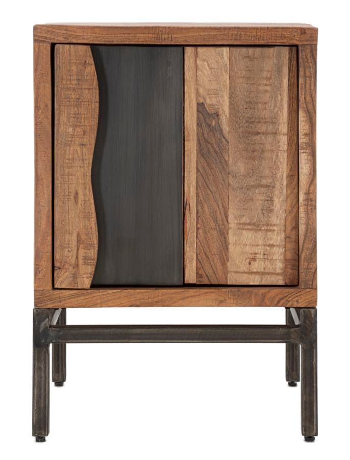 Comodino "Yellowstone" struttura in legno di acacia e metallo per interni in Comodini Decor Space - Altamura, commercioVirtuoso.it