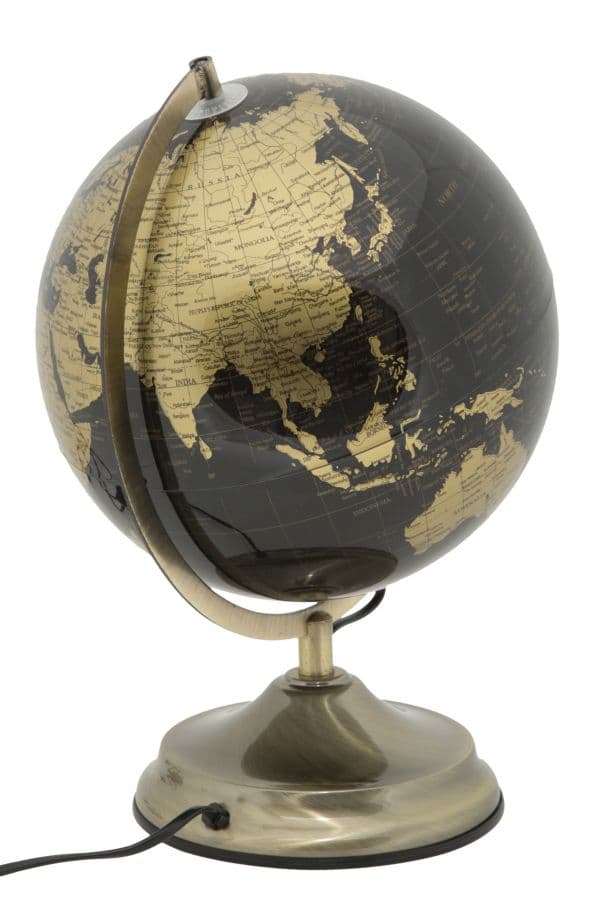 Mappamondo girevole con luce base in metallo per decorazione interni h 38 cm in Mappamondi Decor Space - Altamura, commercioVirtuoso.it