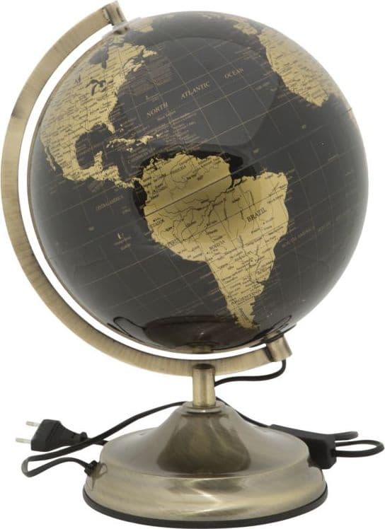 Mappamondo girevole con luce base in metallo per decorazione interni h 38 cm in Mappamondi Decor Space - Altamura, commercioVirtuoso.it