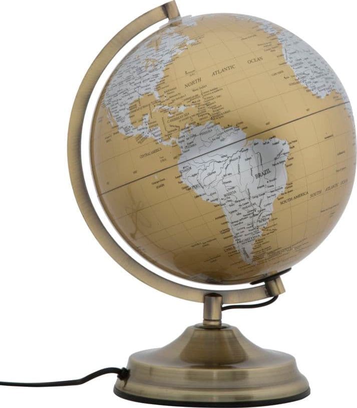 Mappamondo girevole con luce base in metallo per decorazione interni h 38 cm - 21